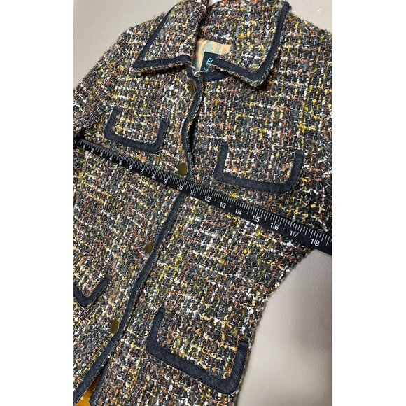 Firuze San Francisco Blazer Tweed Lady Jacket Boucle Glam Preppy Classy Women XS - Picture 8 of 14
